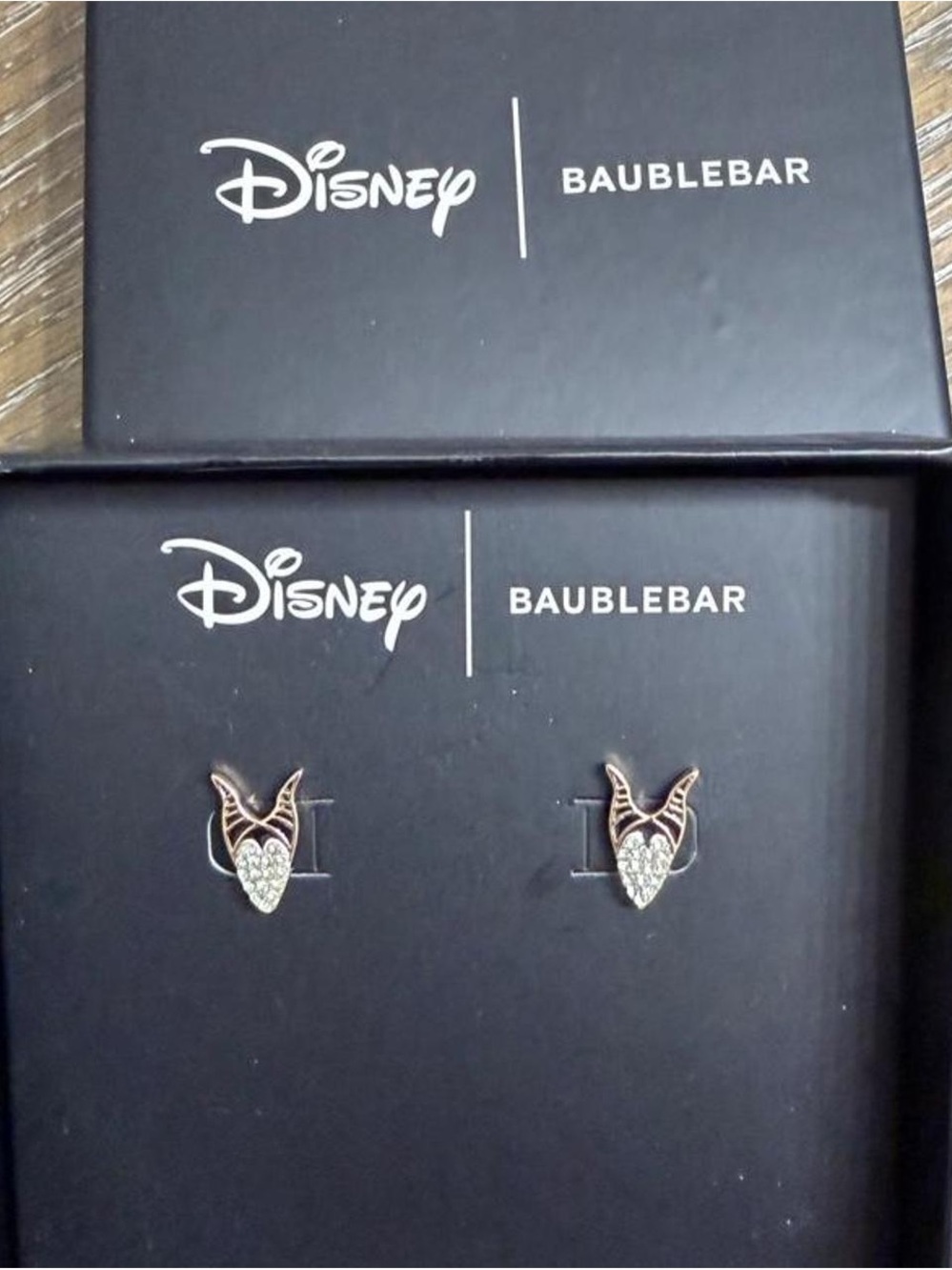 BaubleBar Disney Maleficent Horn Crystal Stud Earrings - Gold and Clear